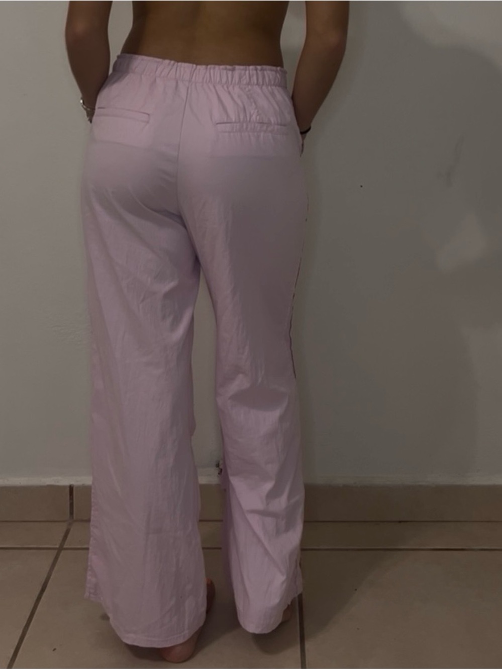 Zara Pale Pink Wide-Leg Women's Pants